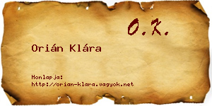 Orián Klára névjegykártya